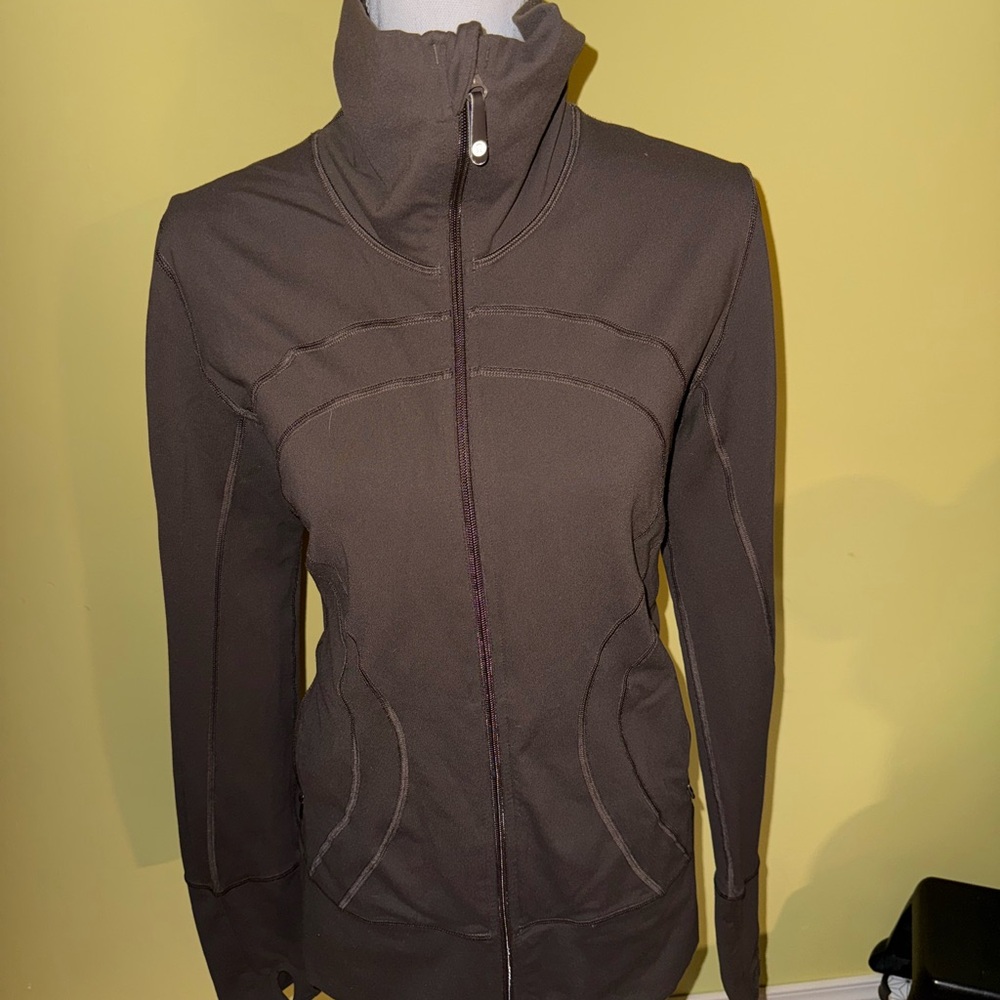 lululemon athletica Brown Full‑Zip Funnel Neck Sweater